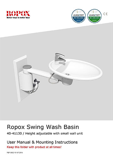 Ropox user & mounting - Swing Washbasin height adjustable with small wall unit