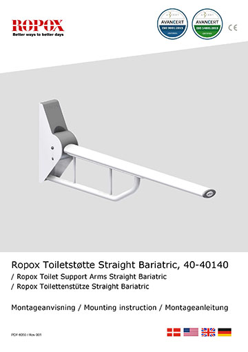 Ropox Installation manual for Toilet Support Arms, Straight Bariatric