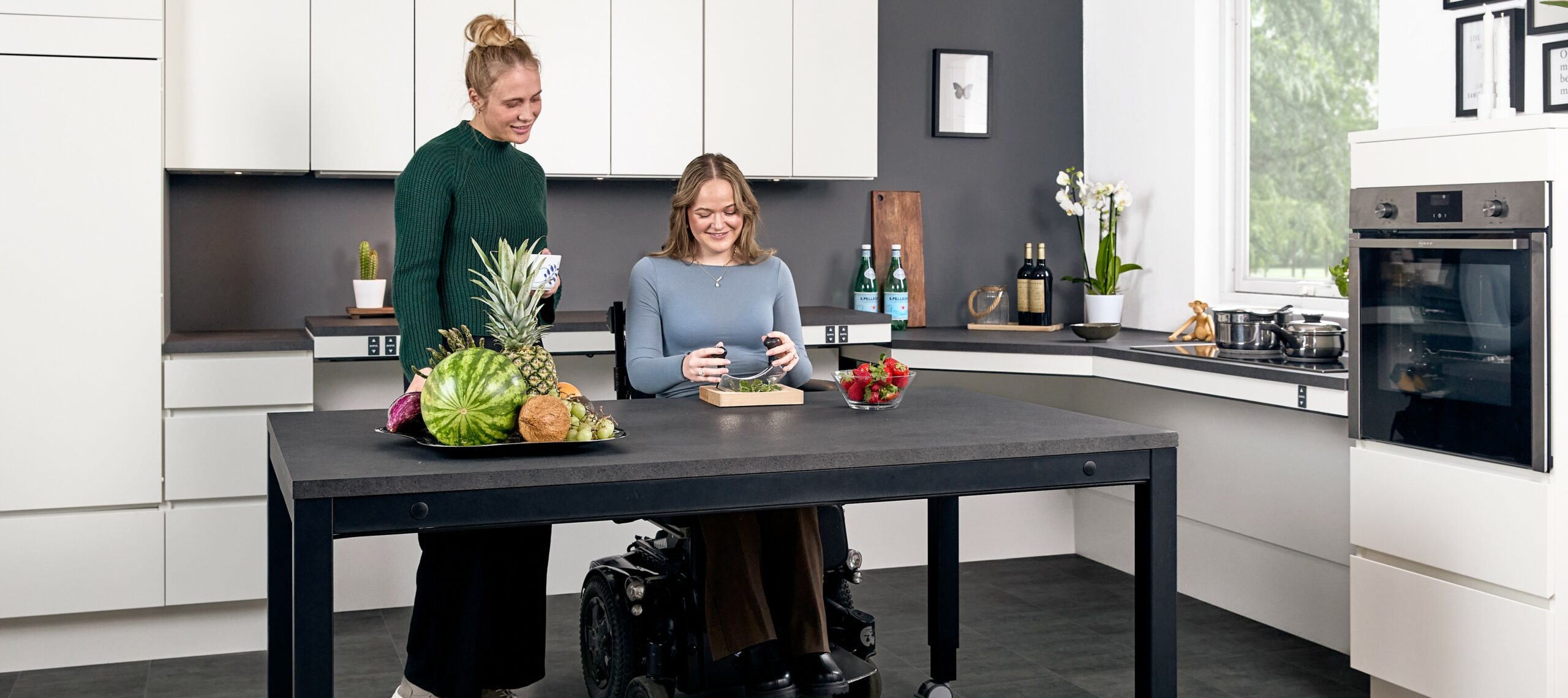 Girls in accessible kitchen