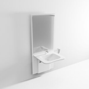 slimline washbasin with electric height adjustment
